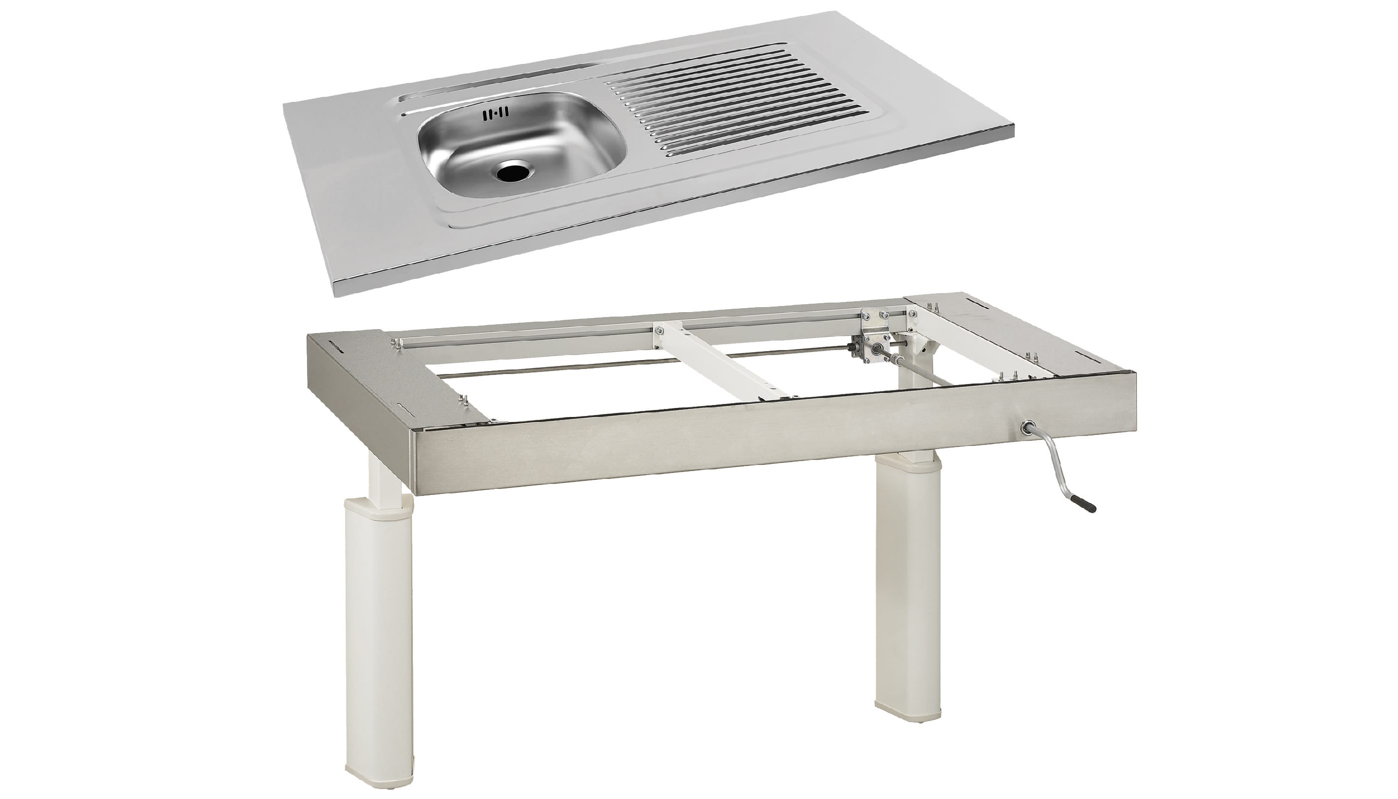 console reglable avec evier cuisinette
